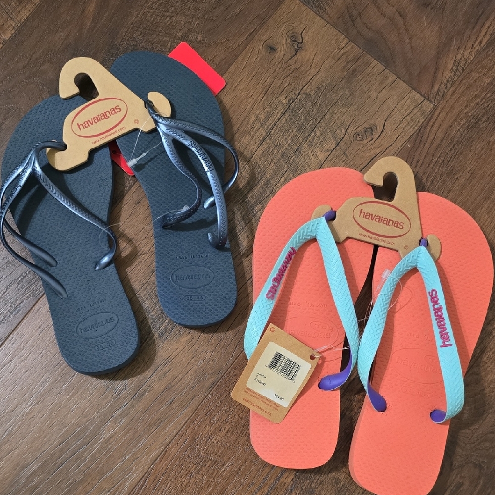 Havaianas Orange and Blue Flip Flops Classic Sandals